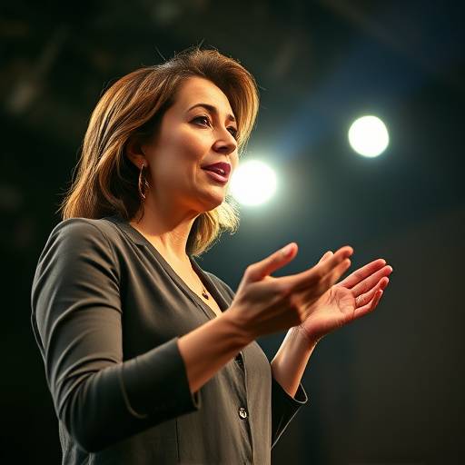 Femme donnant une présentation inspirante